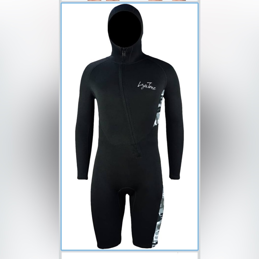 Layatone UV50+ Hooded Wetsuit Body Surf Swim Suit Black Camo SIZE L